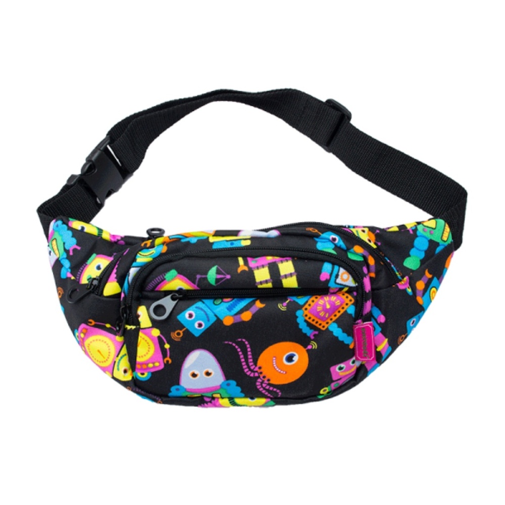 Robot Print Fanny Pack Waist Pack Purse Black
